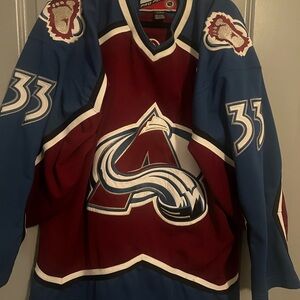 Pro Player Blue and Burgundy Patrick Roy Jersey